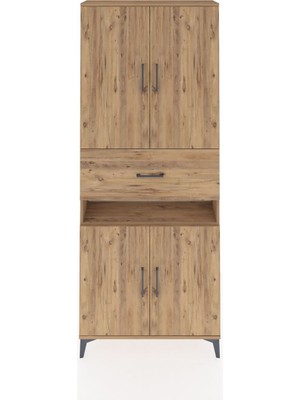 Arges Dolap 5 Raflı Tek Çekmeceli 4 Kapaklı 88X30X221 Çam-Çam
