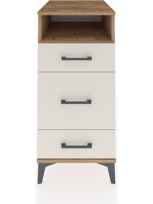 Kronos Komodin Tek Raflı 3 Çekmeceli 44X59X96 Çam-Aytaşı