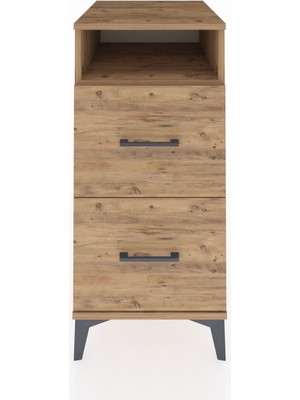 Kronos Komodin Tek Raflı 2 Çekmeceli 44X59X96 Çam-Çam