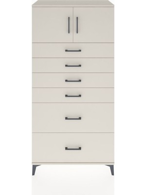 Hyperion Dolap Tek Raflı 6 Çekmeceli 2 Kapaklı 88X44X182 Aytaşı-Aytaşı