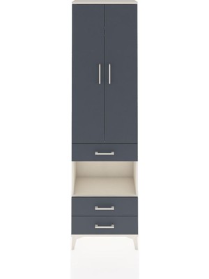 Arges Dolap 3 Raflı 3 Çekmeceli Tek Askılı 60X30X221 Aytaşı-Antrasit