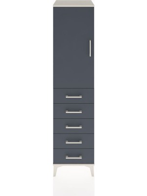 Hyperion Dolap 2 Raflı 5 Çekmeceli Tek Kapaklı 44X44X182 Aytaşı-Antrasit