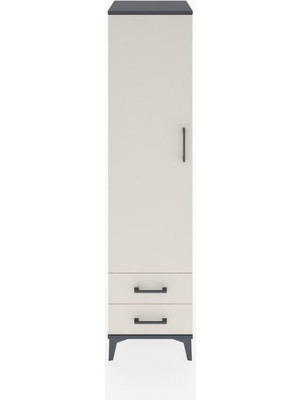 Hyperion Dolap Tek Raflı 2 Çekmeceli Tek Askılı 44X44X182 Antrasit-Aytaşı