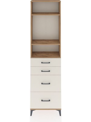 Arges Dolap 3 Raflı 4 Çekmeceli 60X30X221 Çam-Aytaşı
