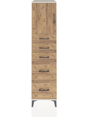 Kronos Dolap Tek Raflı 5 Çekmeceli Tek Kapaklı 44X59X182 Aytaşı-Çam