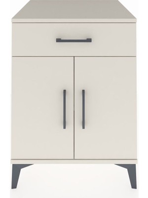 Kronos Komodin Tek Raflı Tek Çekmeceli 2 Kapaklı 60X59X80 Aytaşı-Aytaşı