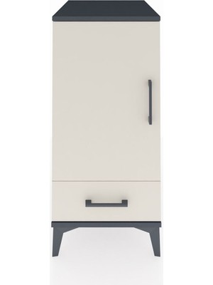 Kronos Komodin 3 Raflı Tek Çekmeceli Tek Kapaklı 44X59X96 Antrasit-Aytaşı