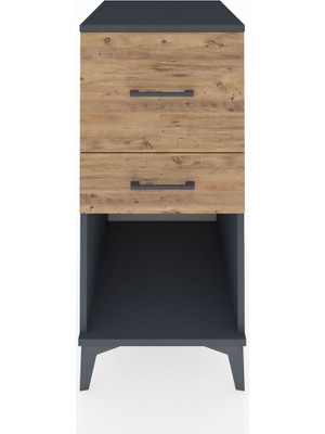 Kronos Komodin 2 Çekmeceli 44X59X96 Antrasit-Çam