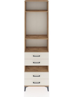 Arges Dolap 4 Raflı 4 Çekmeceli 60X30X221 Çam-Aytaşı