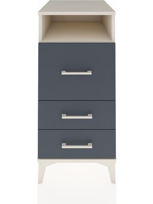 Kronos Komodin Tek Raflı 3 Çekmeceli 44X59X96 Aytaşı-Antrasit