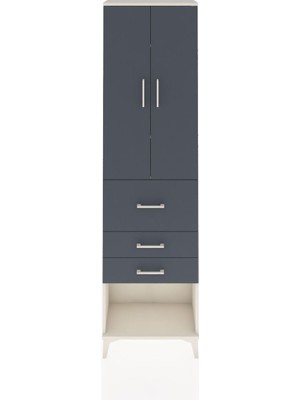 Arges Dolap 3 Raflı 3 Çekmeceli 2 Kapaklı 60X30X221 Aytaşı-Antrasit