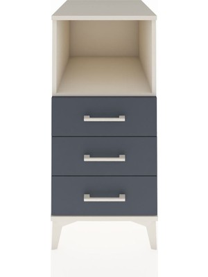 Kronos Komodin Tek Raflı 3 Çekmeceli 44X59X96 Aytaşı-Antrasit