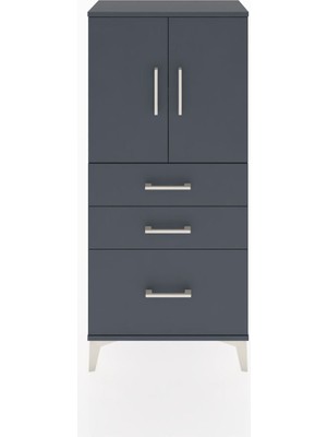 Hyperion Dolap 2 Raflı 3 Çekmeceli 2 Kapaklı 60X44X134 Antrasit-Antrasit