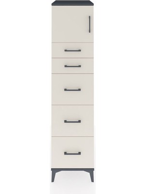 Kronos Dolap Tek Raflı 5 Çekmeceli Tek Kapaklı 44X59X182 Antrasit-Aytaşı