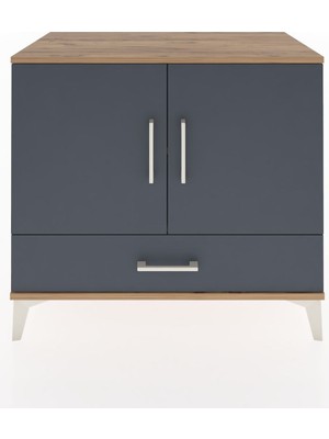 Hyperion Şifonyer 2 Raflı Tek Çekmeceli 2 Kapaklı 88X44X80 Çam-Antrasit