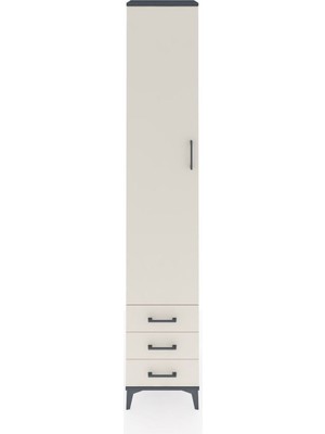 Hyperion Dolap 3 Raflı 3 Çekmeceli Tek Askılı 44X44X243 Antrasit-Aytaşı