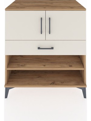 Kronos Şifonyer 3 Raflı Tek Çekmeceli 2 Kapaklı 88X59X96 Çam-Aytaşı