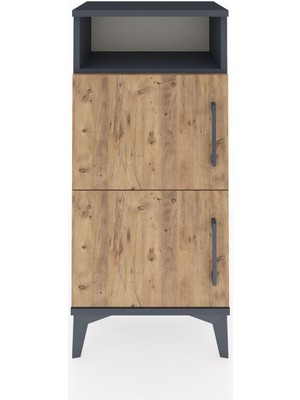 Arges Komodin Tek Raflı 2 Kapaklı 44X30X96 Antrasit-Çam