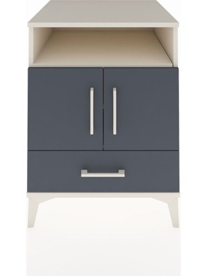 Kronos Komodin 3 Raflı Tek Çekmeceli 2 Kapaklı 60X59X80 Aytaşı-Antrasit