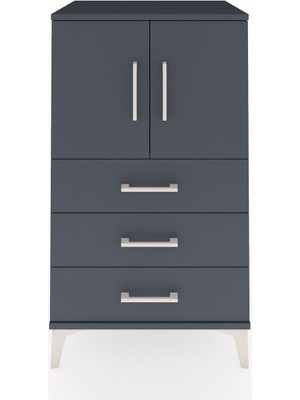 Hyperion Komodin 2 Raflı 3 Çekmeceli 2 Kapaklı 60X44X106 Antrasit-Antrasit