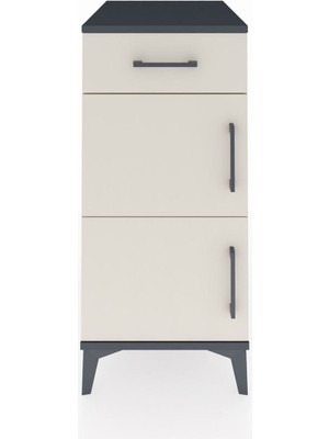 Kronos Komodin Tek Raflı Tek Çekmeceli 2 Kapaklı 44X59X96 Antrasit-Aytaşı