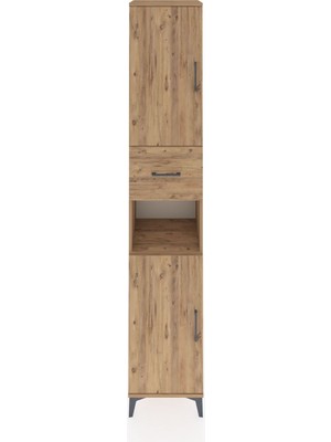 Hyperion Dolap 5 Raflı Tek Çekmeceli 2 Kapaklı 44X44X243 Çam-Çam