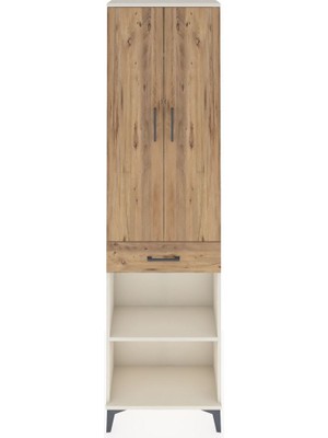 Arges Dolap 3 Raflı Tek Çekmeceli Tek Askılı 60X30X221 Aytaşı-Çam