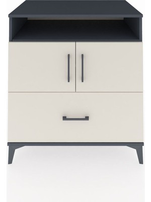 Kronos Şifonyer 3 Raflı Tek Çekmeceli 2 Kapaklı 88X59X96 Antrasit-Aytaşı