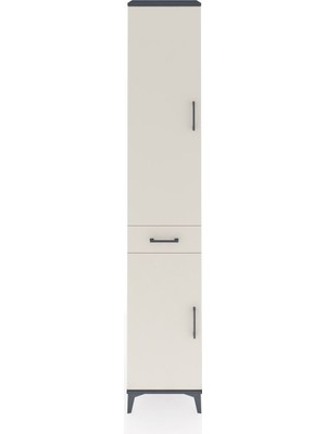Hyperion Dolap 6 Raflı Tek Çekmeceli 2 Kapaklı 44X44X243 Antrasit-Aytaşı