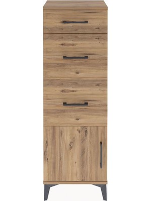 Arges Dolap 3 Çekmeceli Tek Kapaklı 44X30X134 Çam-Çam