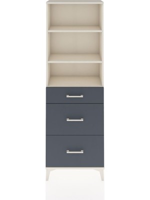 Arges Dolap 3 Raflı 3 Çekmeceli 60X30X182 Aytaşı-Antrasit