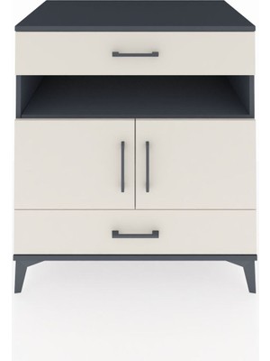 Kronos Şifonyer 2 Raflı 2 Çekmeceli 2 Kapaklı 88X59X96 Antrasit-Aytaşı