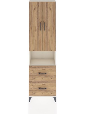 Arges Dolap 3 Raflı 2 Çekmeceli Tek Askılı 60X30X221 Aytaşı-Çam