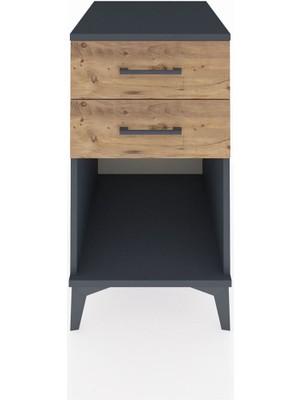 Kronos Komodin 2 Çekmeceli 44X59X80 Antrasit-Çam