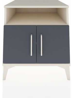 Kronos Komodin 2 Raflı 2 Kapaklı 60X59X64 Aytaşı-Antrasit