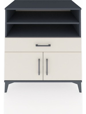 Kronos Şifonyer 3 Raflı Tek Çekmeceli 2 Kapaklı 88X59X96 Antrasit-Aytaşı