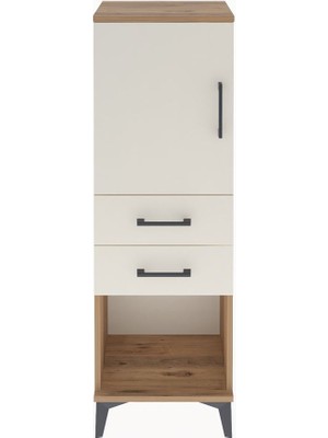 Arges Dolap 2 Raflı 2 Çekmeceli Tek Kapaklı 44X30X134 Çam-Aytaşı