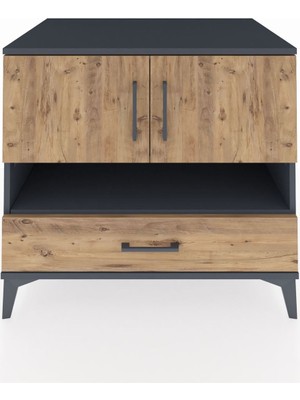 Kronos Şifonyer 3 Raflı Tek Çekmeceli 2 Kapaklı 88X59X80 Antrasit-Çam