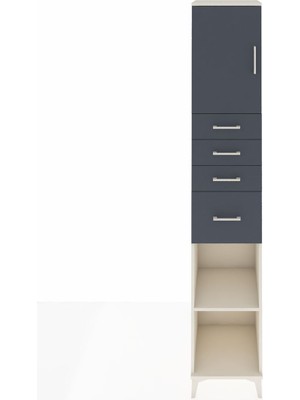 Hyperion Dolap 3 Raflı 4 Çekmeceli Tek Kapaklı 44X44X243 Aytaşı-Antrasit