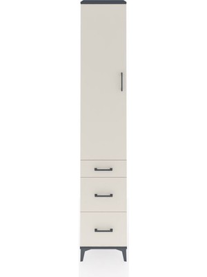 Hyperion Dolap 4 Raflı 3 Çekmeceli Tek Kapaklı 44X44X243 Antrasit-Aytaşı