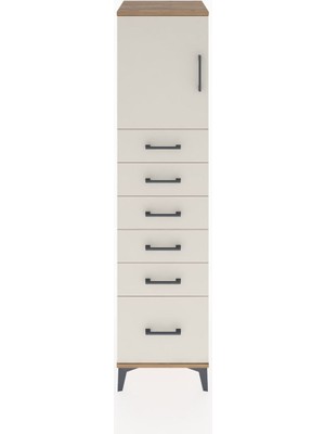 Hyperion Dolap Tek Raflı 6 Çekmeceli Tek Kapaklı 44X44X182 Çam-Aytaşı