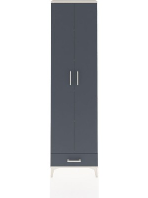 Arges Dolap 5 Raflı Tek Çekmeceli 2 Kapaklı 60X30X221 Aytaşı-Antrasit