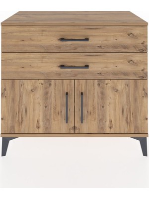 Hyperion Şifonyer Tek Raflı 2 Çekmeceli 2 Kapaklı 88X44X80 Çam-Çam