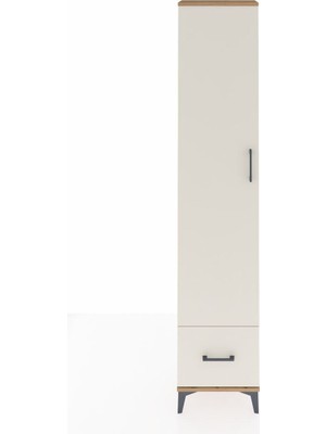 Arges Dolap 5 Raflı Tek Çekmeceli Tek Kapaklı 44X30X221 Çam-Aytaşı