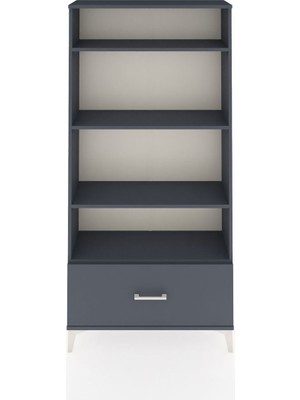 Arges Dolap 4 Raflı Tek Çekmeceli 88X30X182 Antrasit-Antrasit