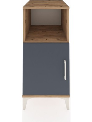Kronos Komodin 2 Raflı Tek Kapaklı 44X59X96 Çam-Antrasit