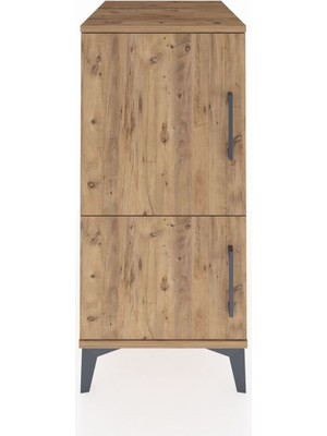 Kronos Komodin 3 Raflı 2 Kapaklı 44X59X96 Çam-Çam