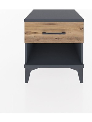 Hyperion Komodin Tek Çekmeceli 44X44X48 Antrasit-Çam