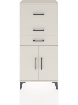 Hyperion Dolap Tek Raflı 3 Çekmeceli 2 Kapaklı 60X44X134 Aytaşı-Aytaşı