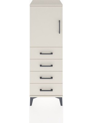 Hyperion Dolap 2 Raflı 4 Çekmeceli Tek Kapaklı 44X44X134 Aytaşı-Aytaşı